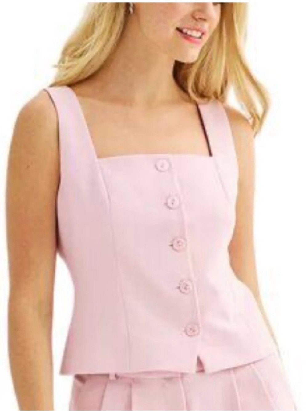 Abercrombie & Fitch Light Pink Sleeveless Square Neck Vest Top